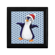 Happy Penguin Christmas wooden gift & jewelry box gift boxes