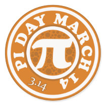 Happy Pi Day March 14 Round Sticker