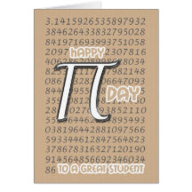 Happy Pi Day Student 3.14 March 14th Card
