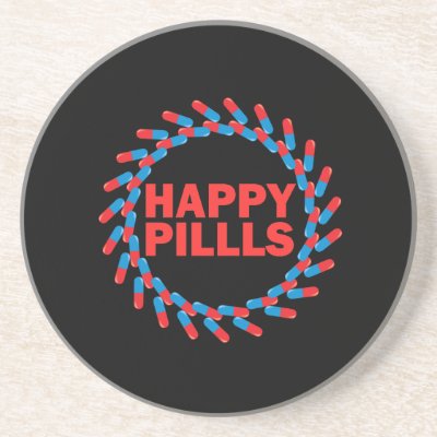 Happy Pills Drink Coaster Zazzle_coaster