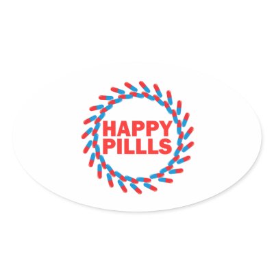 Happy Pills Oval Sticker Zazzle_sticker