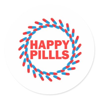 Happy Pills Round Stickers Zazzle_sticker