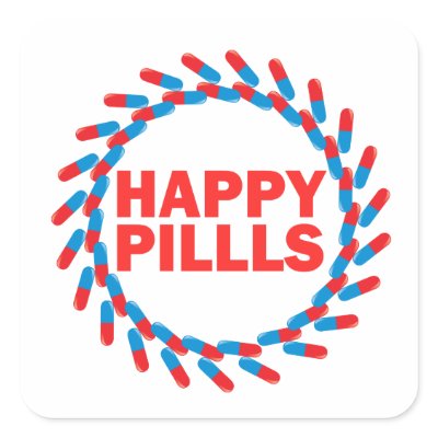 Happy Pills Square Sticker Zazzle_sticker