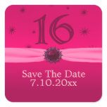Happy Pink Birthday 16 Fun Square Sticker