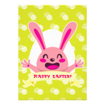 Happy Pink Bunny invitations