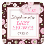 Happy Pink Dots Girl Baby Favor &amp; Envelope Sticker