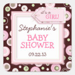 Happy Pink Dots Girl Baby Favor & Envelope Sticker