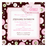 Happy Pink Dots Girl Baby Shower Invitation