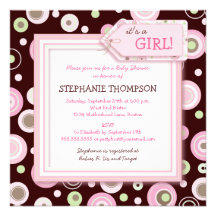 Happy Pink Dots Girl Baby Shower Invitation