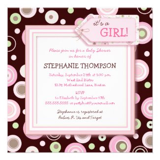 Happy Pink Dots Girl Baby Shower Invitation