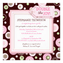 Happy Pink Dots Twin Girl Baby Shower Invitation invitations