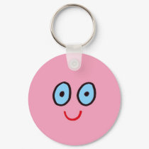 happy pink face keychain by jeleneart happy pink face keychain