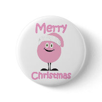 Happy pink ornaments wishing you merry christmas buttons