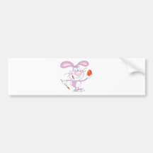 Happy Pink Rabbit Painting Easter Egg Bumper Stickers
