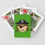 Happy Pirate Girl Green Custom Deck Playing Cards