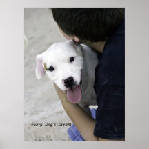 Happy Pit Puppy with Boy, Large Poster