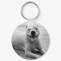 Happy pitbull keychain