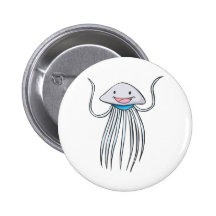 Happy Portuguese Man o War Cartoon Buttons