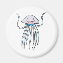 Happy Portuguese Man o War Cartoon Fridge Magnets