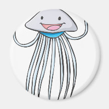 Happy Portuguese Man o War Cartoon Refrigerator Magnet