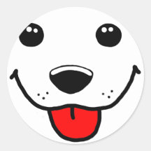 Happy Puppy Face Round Stickers