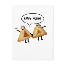 Happy Purim - customizable background color Post Cards