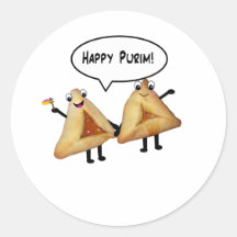 Happy Purim - customizable background color Round Sticker