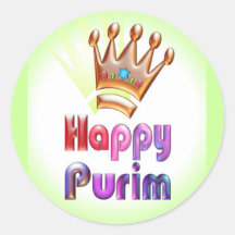 Happy Purim fun card Crown with Star of David Stickers