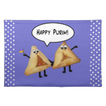 Happy Purim Hamantashen Placemats - Purple