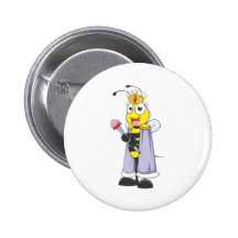 Happy Queen Bee Pinback Buttons