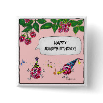 Happy Raspbirthday Button Pin