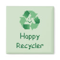 Happy Recycler Cross Stitch Pattern magnets by ingasi Happy Recycler Cross Stitch Pattern magnets