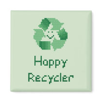 Happy Recycler Cross Stitch Pattern magnets by ingasi Happy Recycler Cross Stitch Pattern magnets