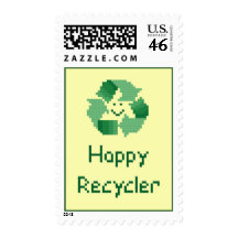 Happy Recycler Postage Stamp