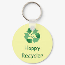 Happy Recycler Yellow Keychain