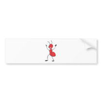 Happy Red Ant Cartoon Bumper Sticker