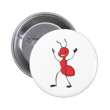Happy Red Ant Cartoon Pin