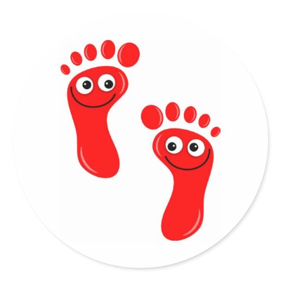 Happy Red Feet round sticker