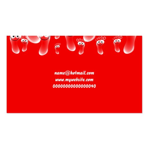 Happy Red Feet, Your Name Here Business Card (back side)