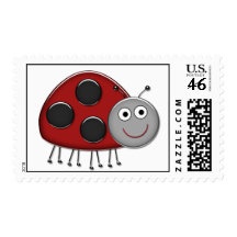 Happy Red Ladybug Postage Stamps
