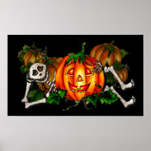 HAPPY RESTING SKELETON & JACK by SHARON SHARPE Poster