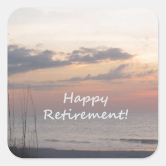 Happy Retirement Beach Sunset Square Sticker