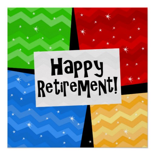 happy retirement primary color squares party poster zazzle retirement posters