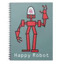 Happy Robot Spiral Notebook