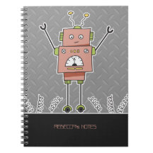 Happy Robot & Springs Personalized Notebook