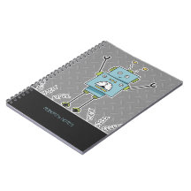 Happy Robot & Springs Personalized Notebook