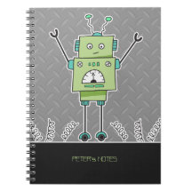 Happy Robot & Springs Personalized Notebook