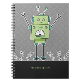 Happy Robot & Springs Personalized Notebook