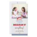 Happy Santa Claus red blue custom merry Christmas photocard