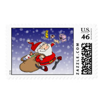 Happy Santa Postage Stamps